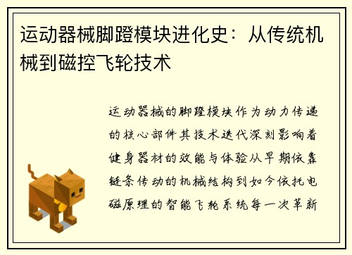 运动器械脚蹬模块进化史：从传统机械到磁控飞轮技术